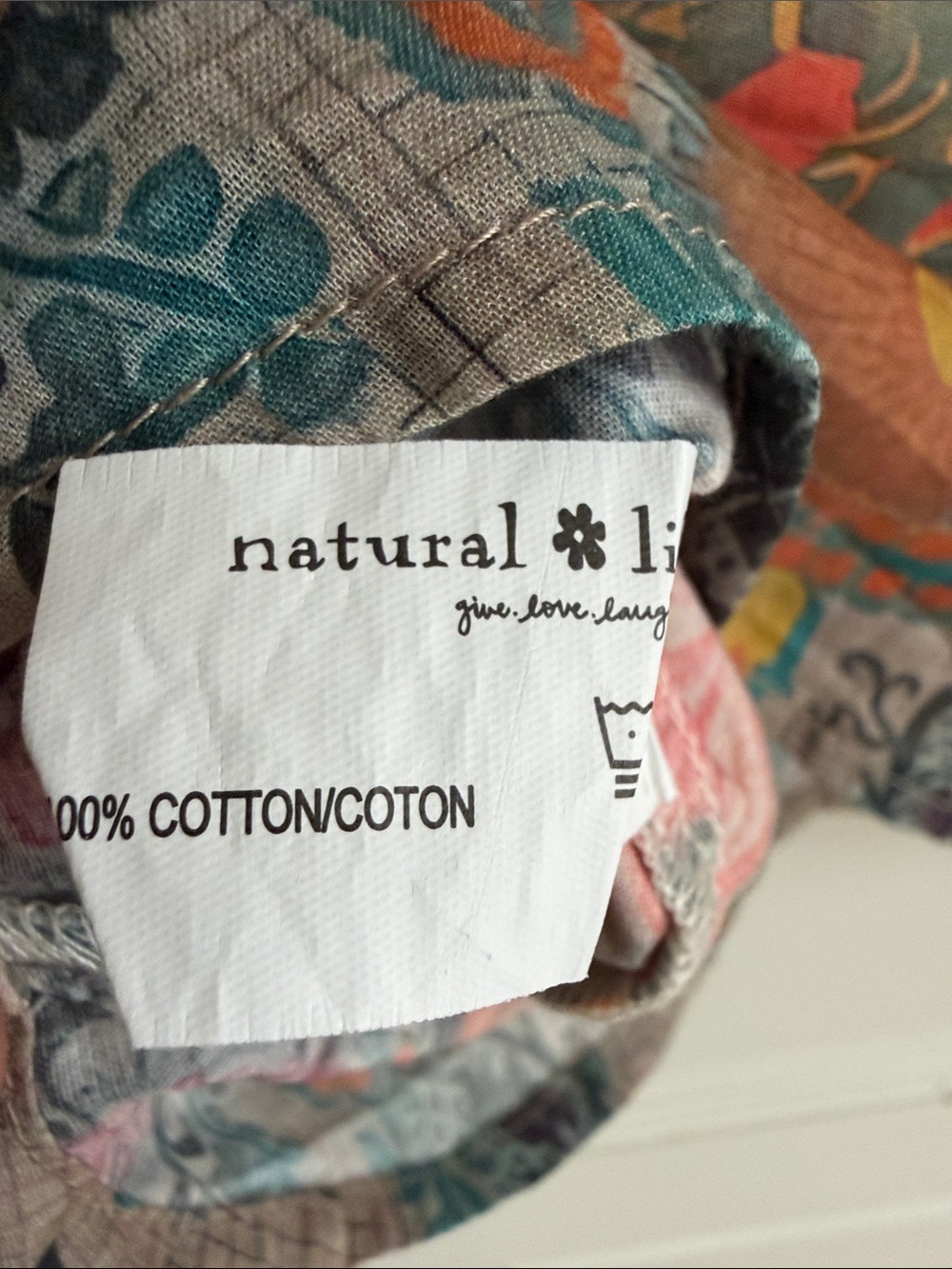 Natural Life Lightweight Floral Cotton Patchwork style button front blouse M - Picture 11 of 11